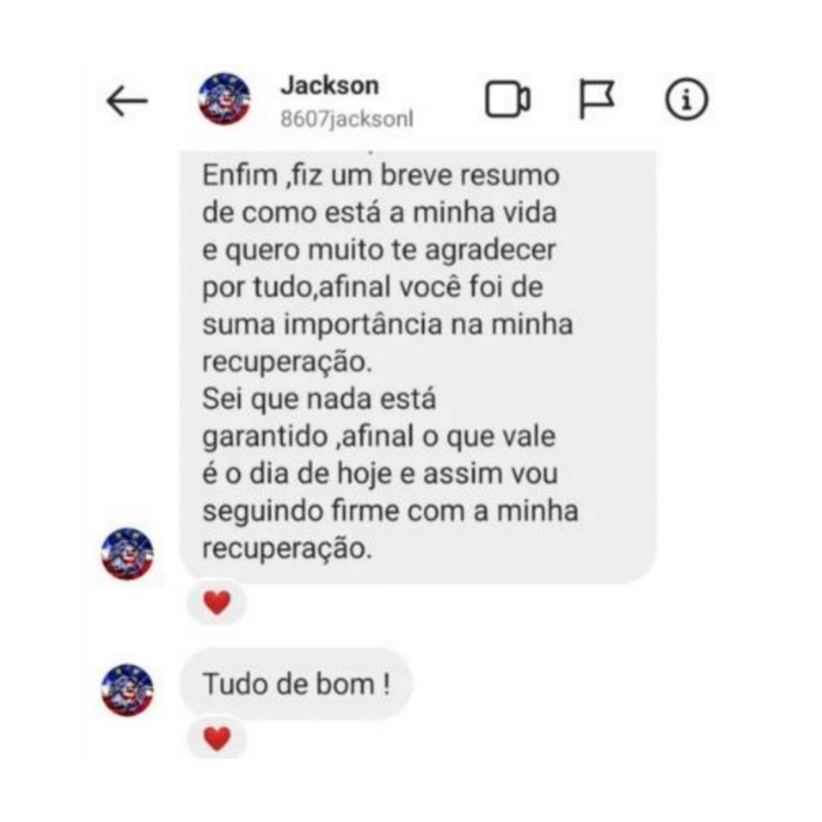 Feedback de paciente sobre atendimento psicológico